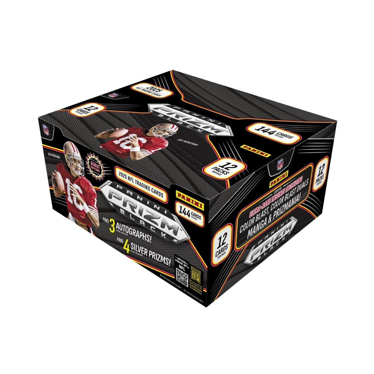 2025 Panini Prizm Black Football Hobby 12 Box Case