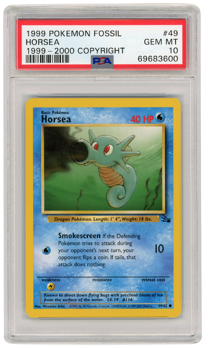 1999-2000 Fossil Horsea 49/62 PSA 10 (#1324)