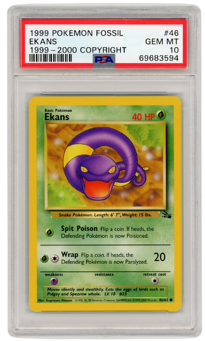 1999-2000 Fossil Ekans 46/62 PSA 10 (#1321)
